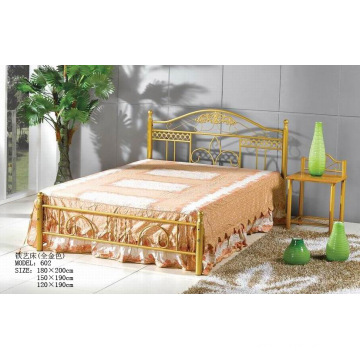 Gold Painting Bedroom / Hotel Furniture Metal Bed (602#)